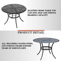 Festival Depot 5 Pieces Patio Dining Conversation Set, 4 Swivel Bistro Armrest Chair & 1 Round Metal Table with 2.04" Umbrella Hole for Deck Poolside Porch Backyard