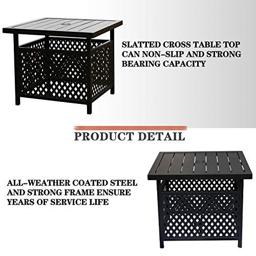 Versatile 21'' Outdoor Steel Side Table with 1.6" Umbrella Hole for Patio and Garden