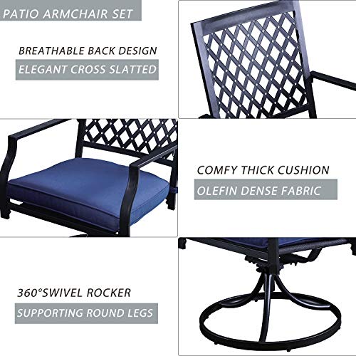 5-Piece Patio Dining Set: 4 Swivel Chairs and 1 Square Dining Table 