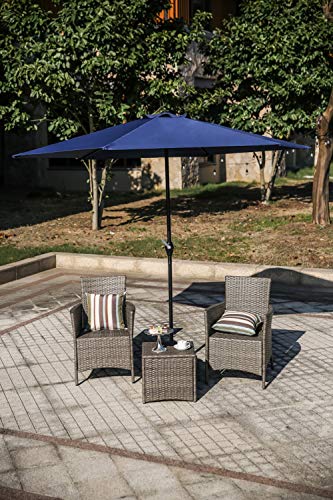 Festival Depot 9Ft Round Patio Umbrella Outdoor Market Table Umbrella with Hand Crank Open System Without Base or Stand for Deck Porch Pool Balcony