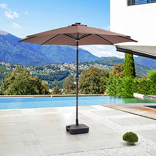 Festival Depot 8.8 FT Solar Patio Outdoor Umbrella with LED Lighted 360¡Rotation Adjustment Tilt and Crank Outdoor Market Umbrella
