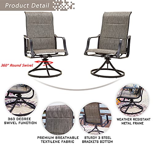 Festival Depot 5 Pieces Patio Dining Conversation Set, 4 Swivel Bistro Armrest Chair & 1 Round Metal Table with 2.04" Umbrella Hole for Deck Poolside Porch Backyard