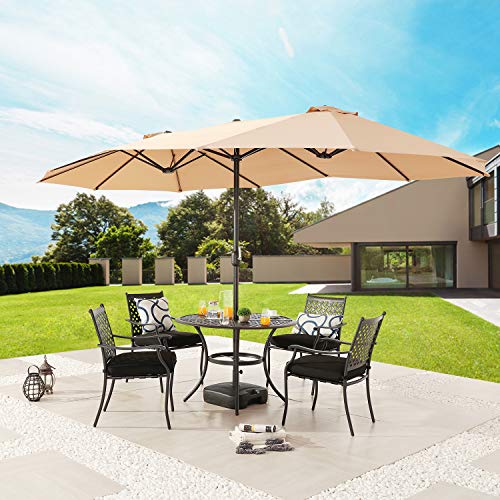 Festival Depot 14.7 ft Patio Outdoor Double-Sided Umbrella Large Twin Market Ventilation Aluminum Crank for Porch, Deck, Backyard and Pool 