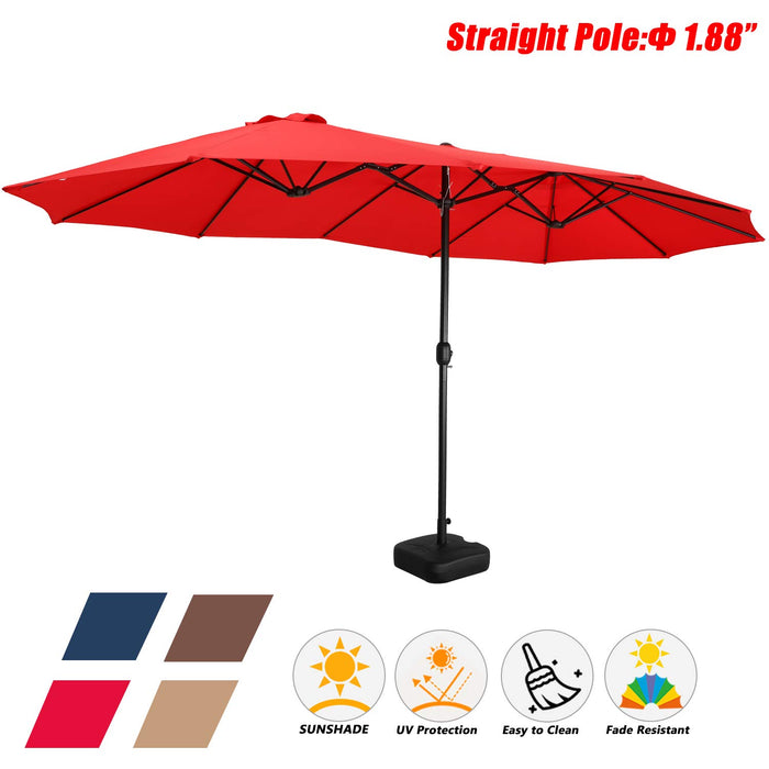 Festival Depot 14.7 ft Patio Outdoor Double-Sided Umbrella Large Twin Market Ventilation Aluminum Crank for Porch, Deck, Backyard and Pool 
