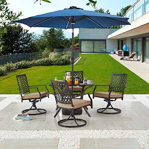 Festival Depot 8.8 FT Solar Patio Outdoor Umbrella with LED Lighted 360¡Rotation Adjustment Tilt and Crank Outdoor Market Umbrella