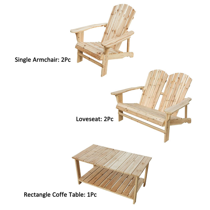 Ultimate 5 Piece Adirondack Patio Ensemble: Chairs, Loveseat & Coffee Table Set for Outdoor Leisure 