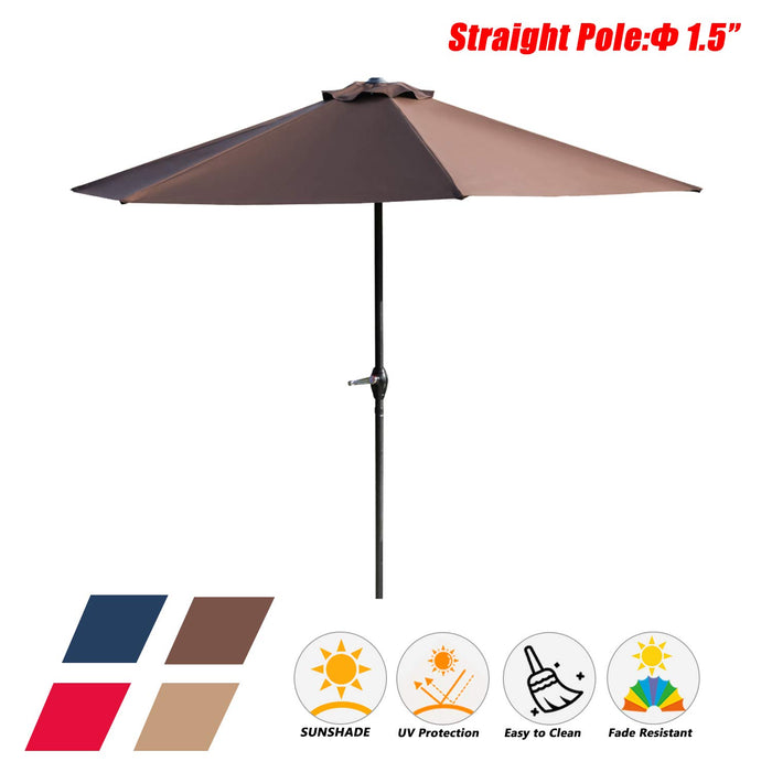 Festival Depot 9Ft Octagon Patio Umbrella Outdoor Market Table Umbrella with Hand Crank Open System Without Base or Stand for Deck Porch Pool Balcony 