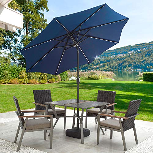 Festival Depot 8.8 FT Solar Patio Outdoor Umbrella with LED Lighted 360¡Rotation Adjustment Tilt and Crank Outdoor Market Umbrella