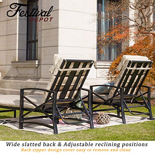 Festival Depot Outdoor Patio Chaise Lounge Chairs with Cushions 