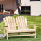 1 Piece Outdoor Wooden Adirondack Bench Loveseat Double Patio Chair Natural