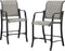2 Pieces Outdoor Counter Height Bar Stools Patio Furniture Metal Armchair Set, Grey
