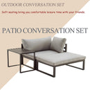 3 Pieces Patio Conversation Set with Coffee Table, Grey