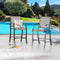 2 Pieces Outdoor Counter Height Bar Stools Patio Furniture Metal Armchair Set, Grey