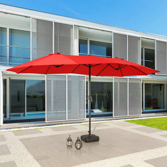 Festival Depot 14.7 ft Patio Outdoor Double-Sided Umbrella Large Twin Market Ventilation Aluminum Crank for Porch, Deck, Backyard and Pool 