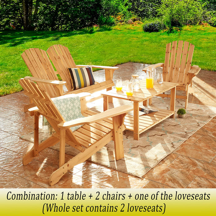 Ultimate 5 Piece Adirondack Patio Ensemble: Chairs, Loveseat & Coffee Table Set for Outdoor Leisure 
