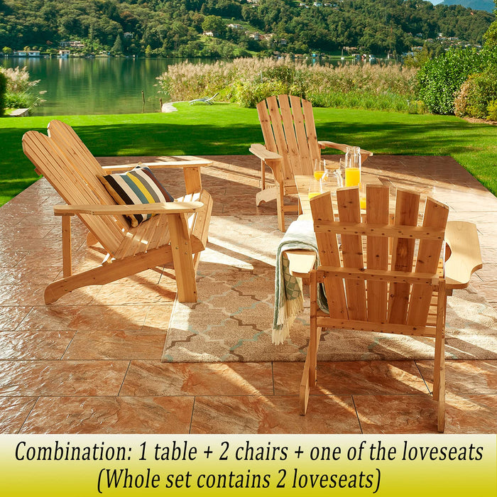 Ultimate 5 Piece Adirondack Patio Ensemble: Chairs, Loveseat & Coffee Table Set for Outdoor Leisure 