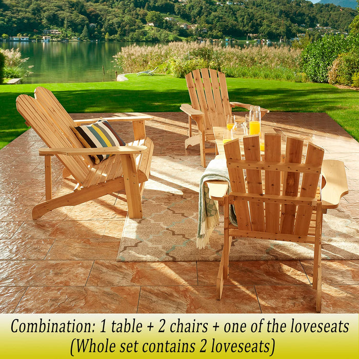Ultimate 5 Piece Adirondack Patio Ensemble: Chairs, Loveseat & Coffee Table Set for Outdoor Leisure