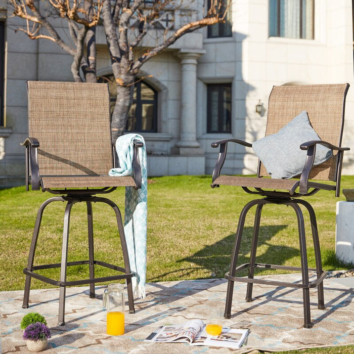 2pcs Outdoor Sling Metal 30" Patio Bar Stool 
