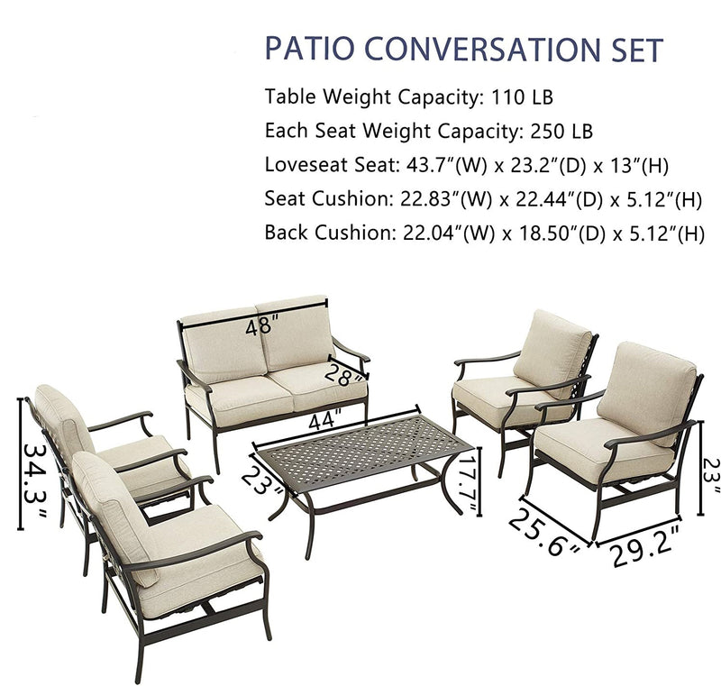 6 Pcs Patio Conversation Set