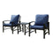 3 Piece Patio Conversation Set Outdoor Furniture with Coffee Table, Chair, Blue, Beige