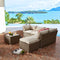 4 Pieces Patio Furniture Wicker Sectional Cushioned Sofa Set with Corner Sofa Chair,Solar Light Grass Coffee Table, Beige