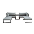5 Piece Patio Set Balcony Outdoor Loungue Chair Sectional Sofa Furniture with Ottoman and Coffee Table, Gray