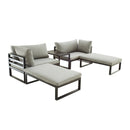 5 Piece Patio Set Balcony Outdoor Loungue Chair Sectional Sofa Furniture with Ottoman and Coffee Table, Gray